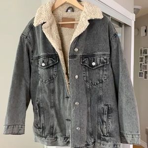 Topshop oversized borg denim jacket